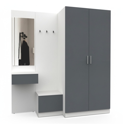 Набор мебели для прихожей "Марсель-159" МР 01-159 В2160 Ш2000 Г580 (ЛДСП Графит серый) Набор мебели для прихожей "Марсель-159" МР 01-159 В2160 Ш2000 Г580 (ЛДСП Графит серый)